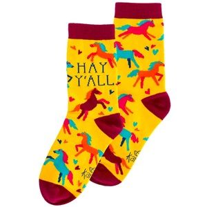 Karma Crew Socks One Size Horse Hay Y'All  Discontinued Retired NWT